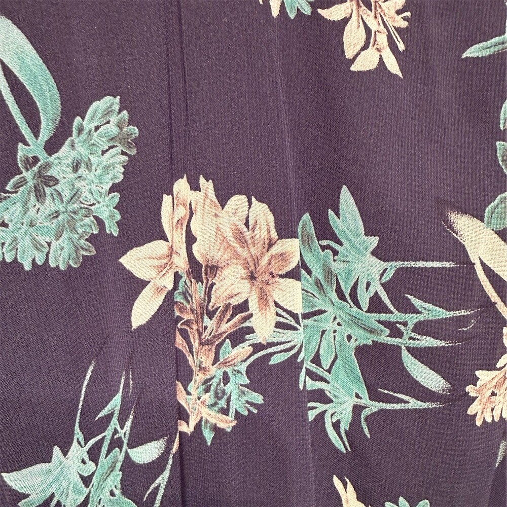 Lulus Just Me Jumpsuit Women’s Size S Navy Floral Sheer overlay Long Sleeve - Picture 8 of 10